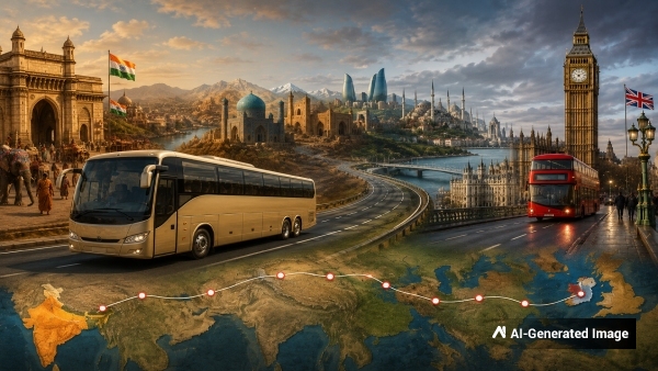 India-London Bus Service The Longest Bus Route in History Across 11 Countries