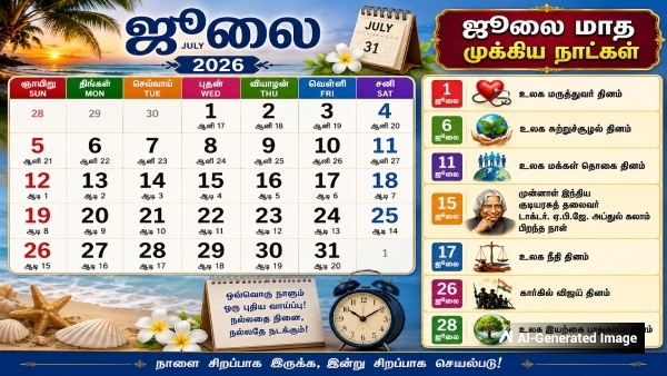 July 2026 Calendar Important Days and Festivals in July 2026
