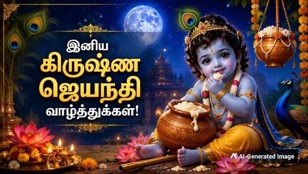 Happy Krishna Janmashtami 2026 Wishes Quotes Images Messages Facebook and WhatsApp status in Tamil Happy Krishna Janmashtami 2026 Wishes Quotes Images Messages Facebook and WhatsApp status in Tamil
