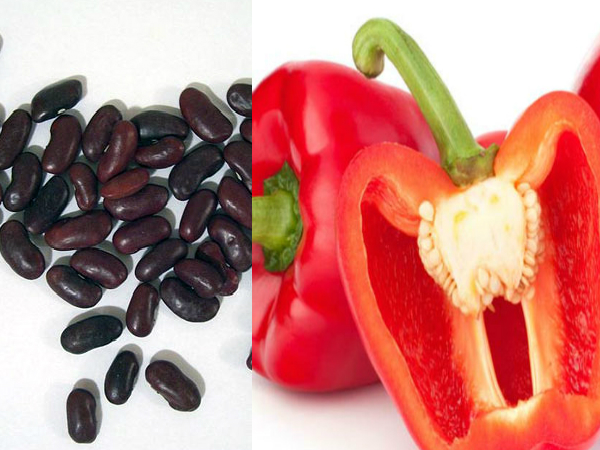 కాంబినేషన్: రెడ్ బెల్ మిరియాలు మరియు బ్లాక్ బీన్స్ కాంబినేషన్: రెడ్ బెల్ మిరియాలు మరియు బ్లాక్ బీన్స్