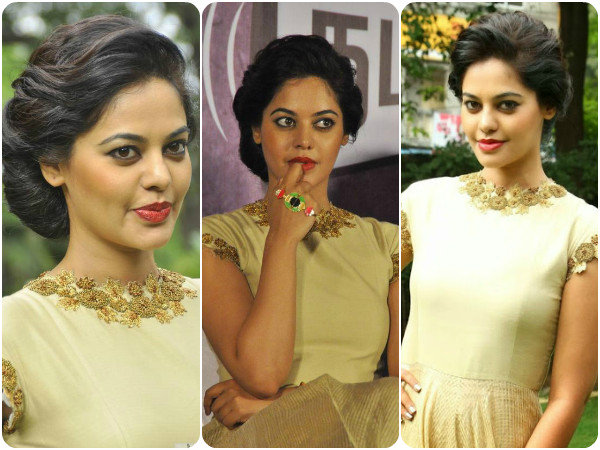 Bindu Madhavi Dresses Like Cinderella For Movie Press Meet