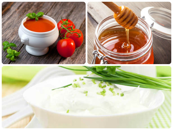 టమాటో+తేనె+పెరుగు