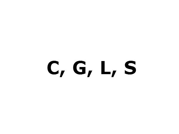 C, G, L, S