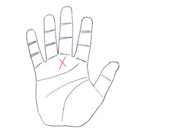 #7. చేతిలో 'X' (క్రాస్ ఆకారంలో) సంకేతము కలిగిన ఒక మనిషి 