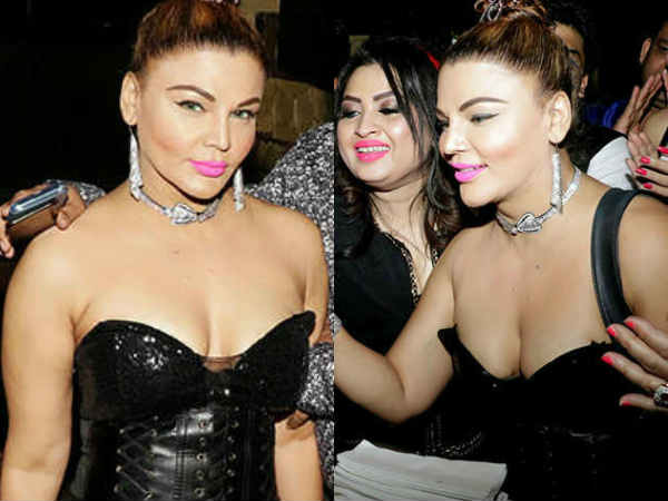 rakhi sawant in bold dress for friend's birthday
