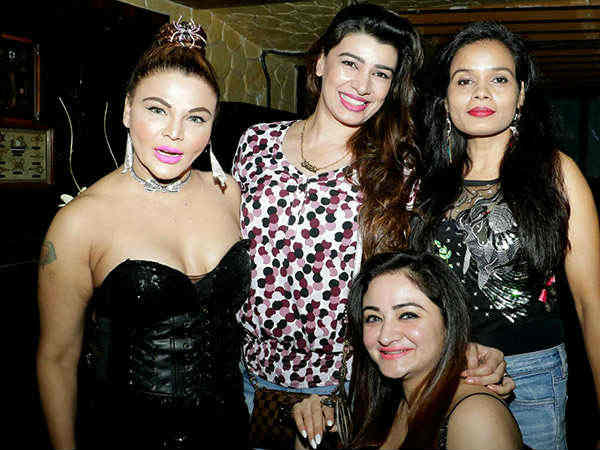 rakhi sawant in bold dress for friend's birthday