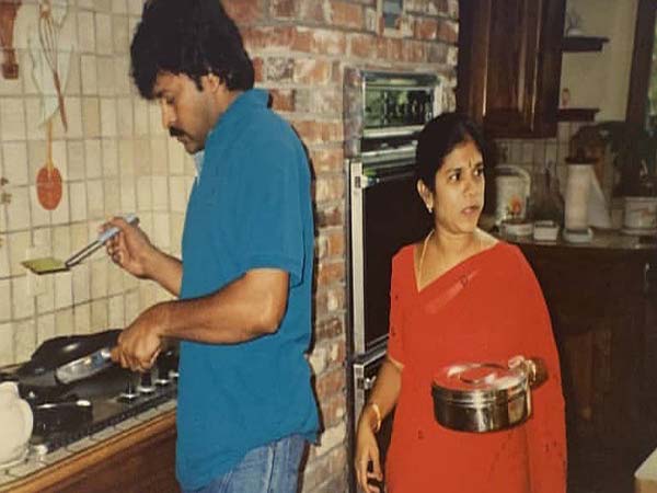 Megastar Chiru make a fish curry for his mother 