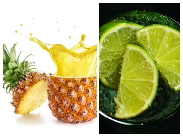 6) పైనాపిల్ మరియు నిమ్మరసం