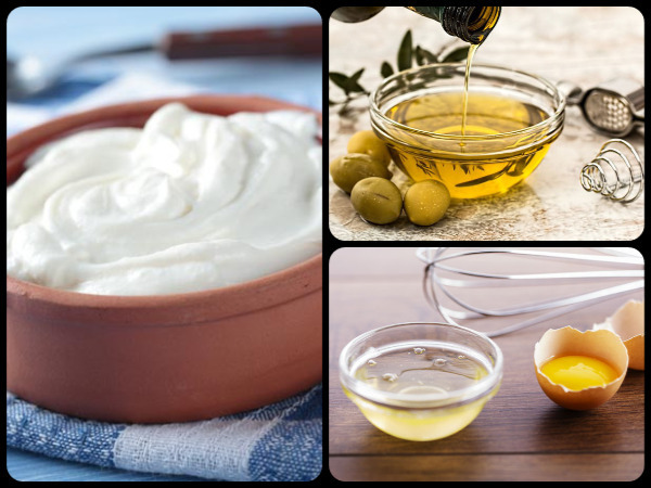  గుడ్లు, ఆలివ్ నూనె మరియు పెరుగు