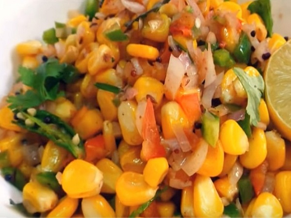 Sweet corn chat recipe making in Telugu