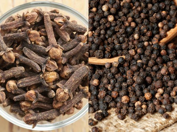 లవంగాలు, నల్ల మిరియాలు: