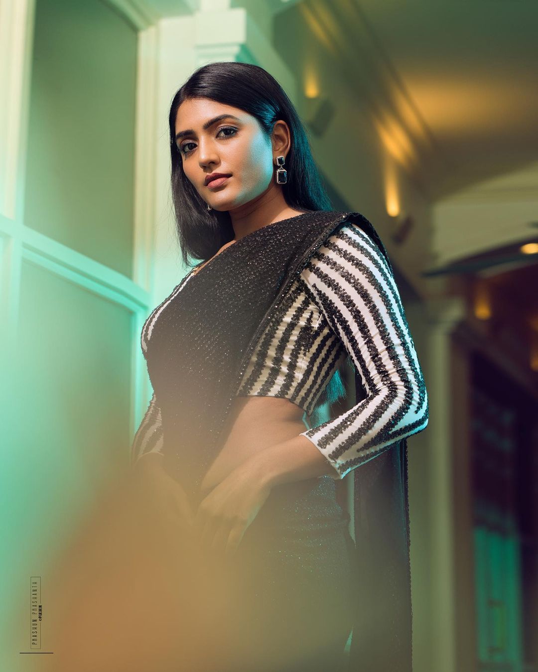 Actress Eesha Rebba Stunning Looks In Black Color Saree