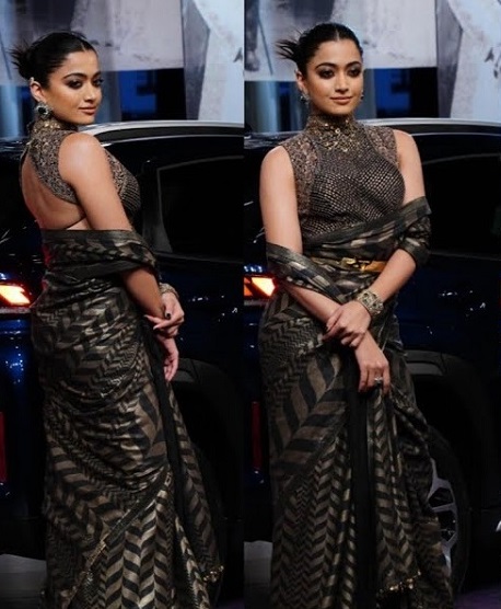 Lakmé Fashion Week 2023: Rashmika Mandanna Turns Glam Showstopper For jj-valaya, she steals the show in black and gold Saree