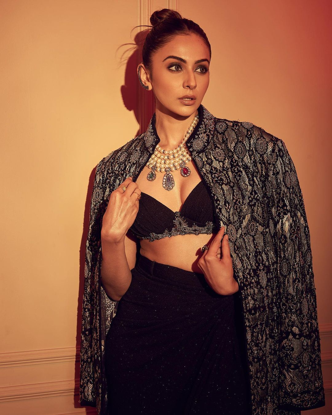 Actress Rakul Preet Singh Black Side Slit Dress