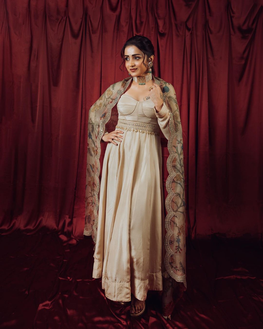 Actress Trisha Krishnan Mesmerizing Stills In Corset Anarkali