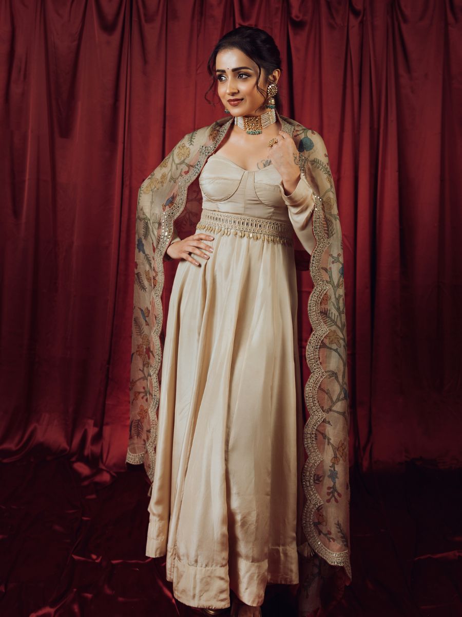 Actress Trisha Krishnan Mesmerizing Stills In Corset Anarkali