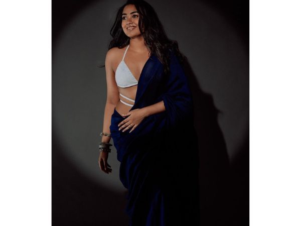 Actress Shivathmika Rajashekar Stunning Phots In Blue Saree