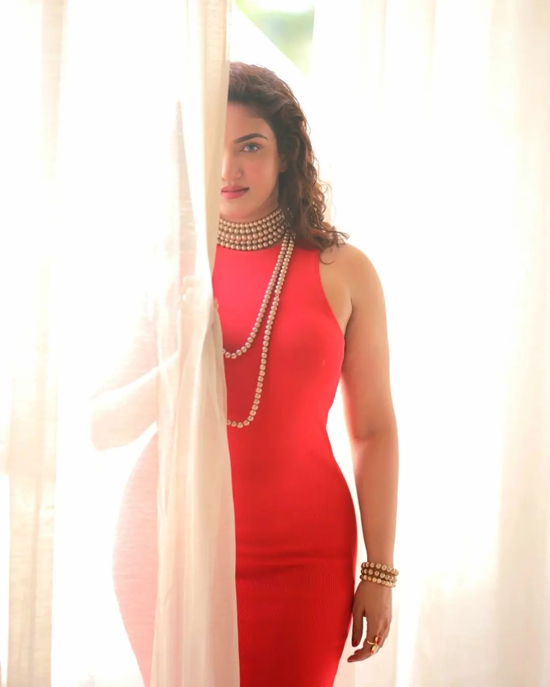 Actress Honey Rose Stunning Photos In Red Mini Dress
