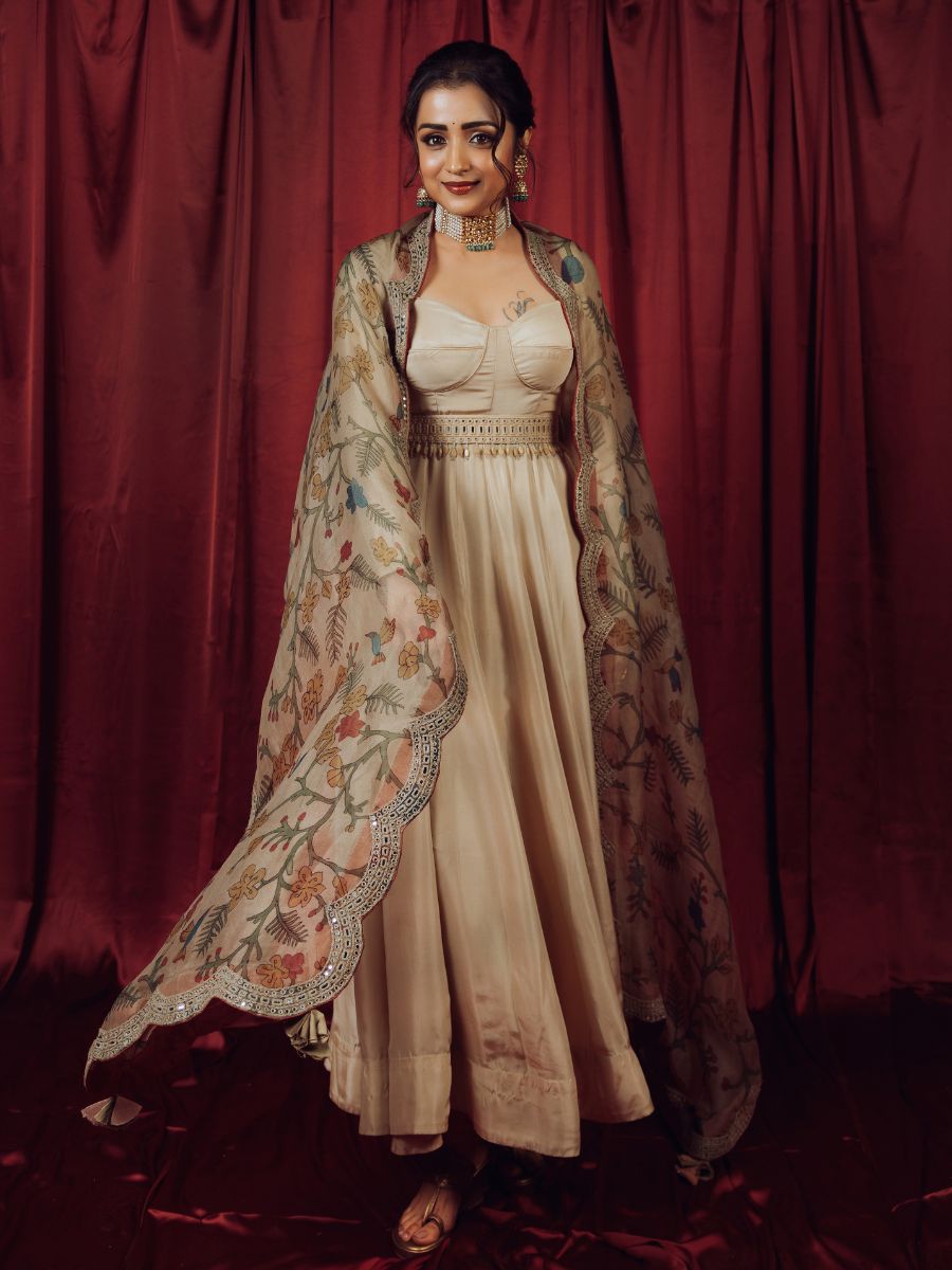 Actress Trisha Krishnan Mesmerizing Stills In Corset Anarkali