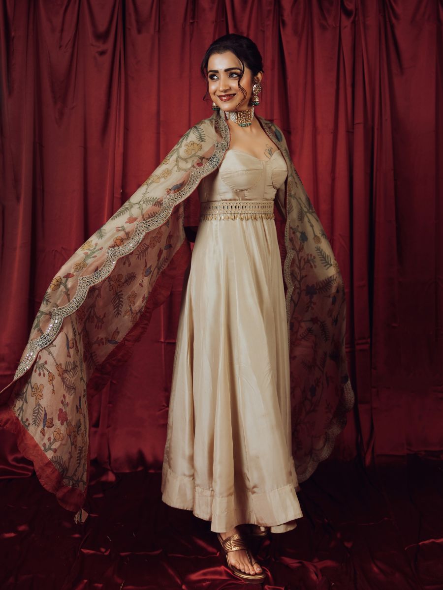 Actress Trisha Krishnan Mesmerizing Stills In Corset Anarkali