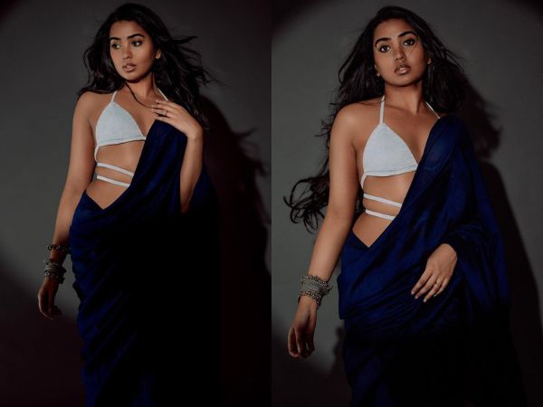 Actress Shivathmika Rajashekar Stunning Phots In Blue Saree