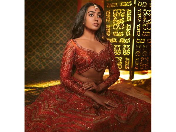 Actress Shivathmika Rajashekar Glamorous Looks In Lehegna