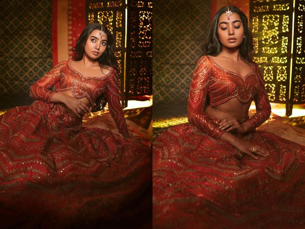 Actress Shivathmika Rajashekar Glamorous Looks In Lehegna