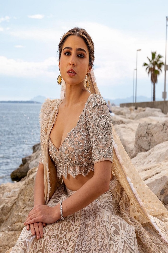 Cannes Film Festival 2023 Actress Sara Ali Khan Stills in Desi Look