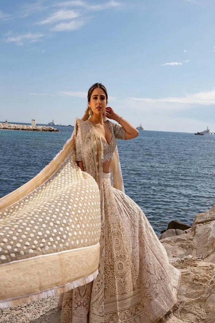 Cannes Film Festival 2023 Actress Sara Ali Khan Stills in Desi Look