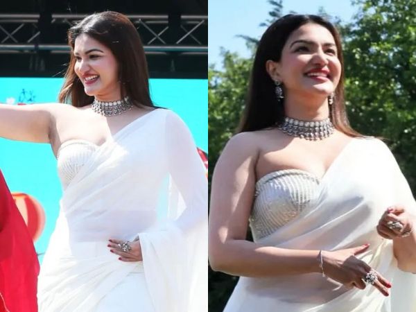 Actress Honey Rose Mesmerizing Stills In White Saree 