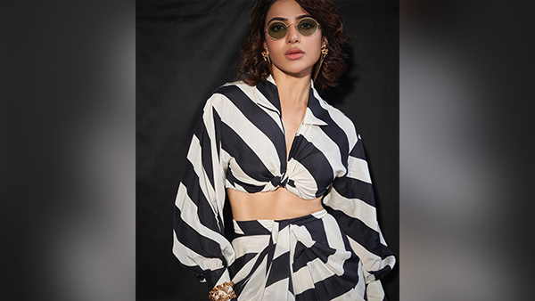 Samantha Ruth Prabhu Stunning Looks in Red Saree Designed by Sabyasachi At Kushi Musical Night in Telugu