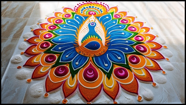 AI Generated Simple And Beautiful Peacock Rangoli