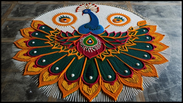 AI Generated Simple And Beautiful Peacock Rangoli