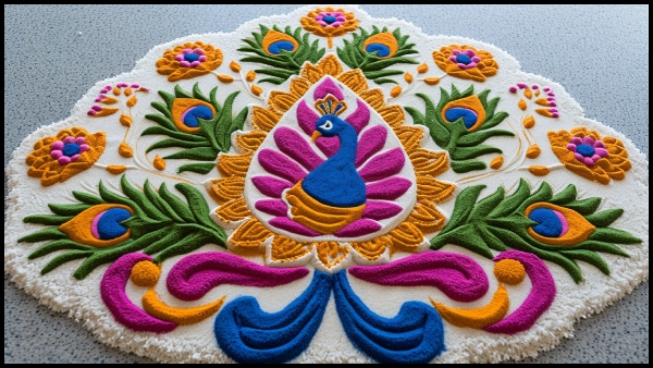 AI Generated Simple And Beautiful Peacock Rangoli