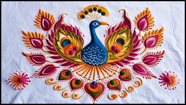 AI Generated Simple And Beautiful Peacock Rangoli