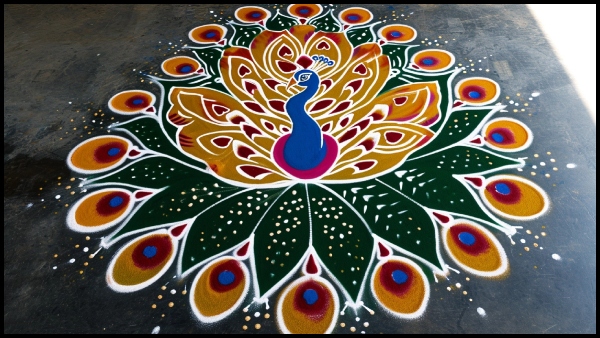 AI Generated Simple And Beautiful Peacock Rangoli