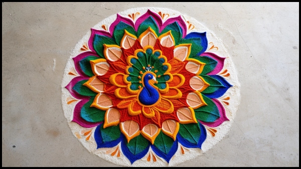 AI Generated Simple And Beautiful Peacock Rangoli