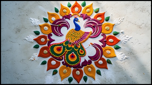 AI Generated Simple And Beautiful Peacock Rangoli