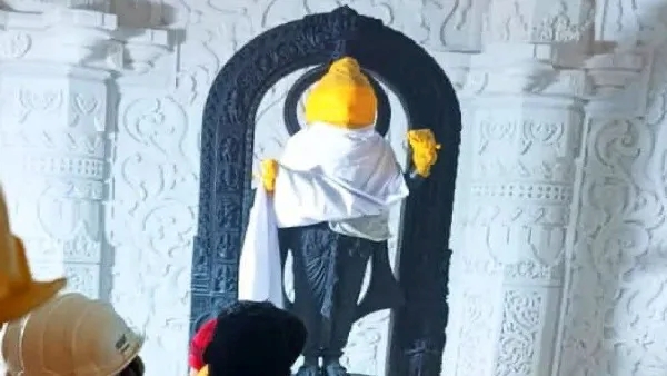 First Glimpse Of Ram Lalla Idol Inside Ayodhya Ram Mandir Revealed