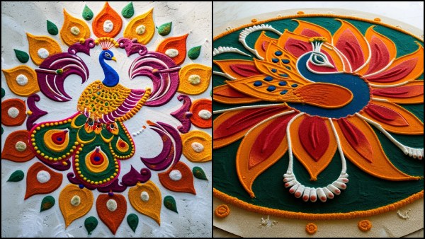AI Generated Simple And Beautiful Peacock Rangoli