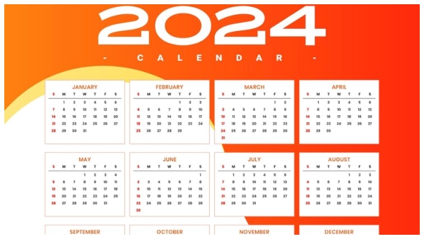 New Year 2024 calendar