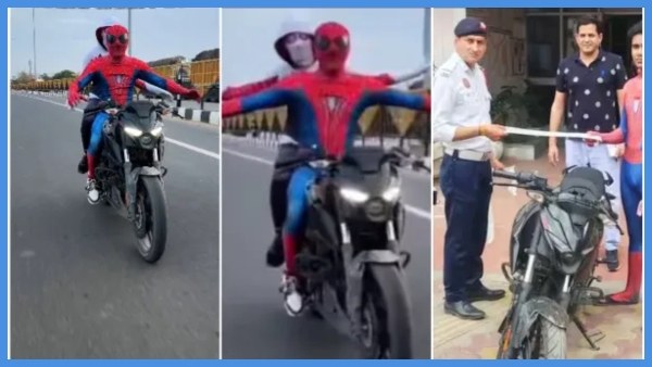 A young YouTuber couple was arrested for making a fuss on the roads in Spider-Man dresses A young YouTuber couple was arrested for making a fuss on the roads in Spider-Man dresses