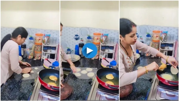 A Women make five or six puris at a time in a second Time-Saving Hacks Gone Viral on Internet