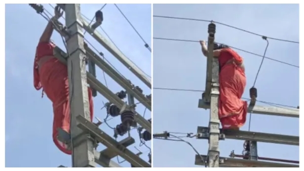 A wife who threatened her husband to get a boyfriend and climbed a high tension electricity pole