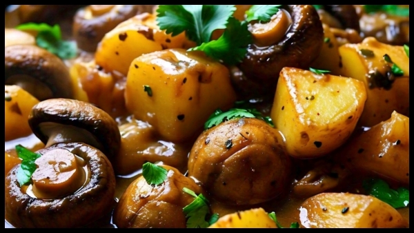 How to make mushroom with aloo gravy in a delicious way