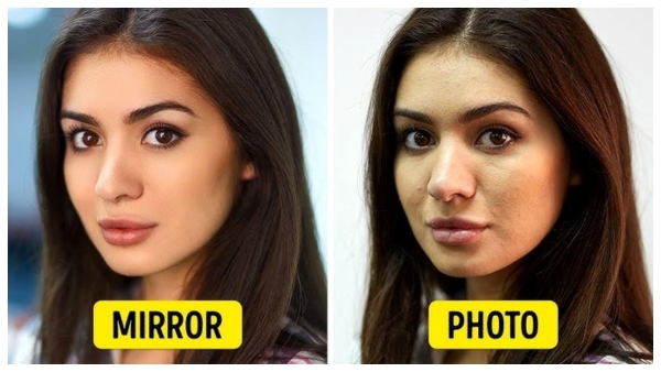 why we looks so beautiful in the mirror while ugly in photos