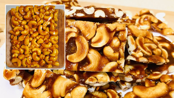 how to make kaju chikki recipe in telugu