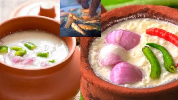 Healthy morning breakfast fermented rice and pakki fish fry recipe in telugu