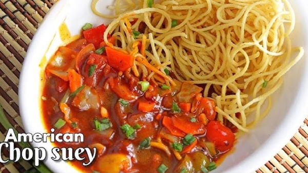 Crispy veg american chop suey recipe in telugu
