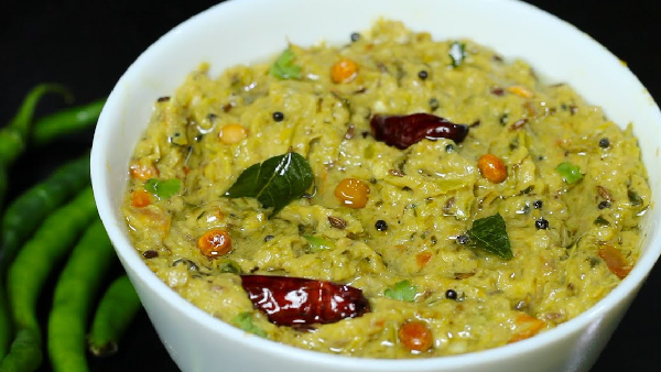 Andhra style pachimirchi pachadi recipe in telugu